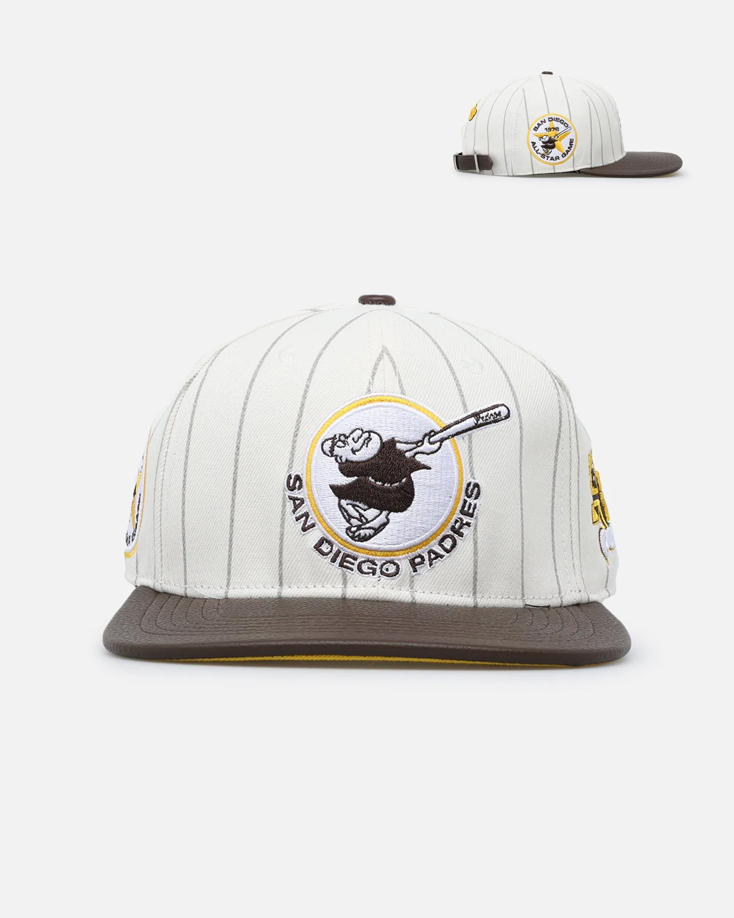 Pro Standard San Diego Padres Pinstripe Classic Logo Wool Strapback Eggshell/Yellow sold by Culture Kings