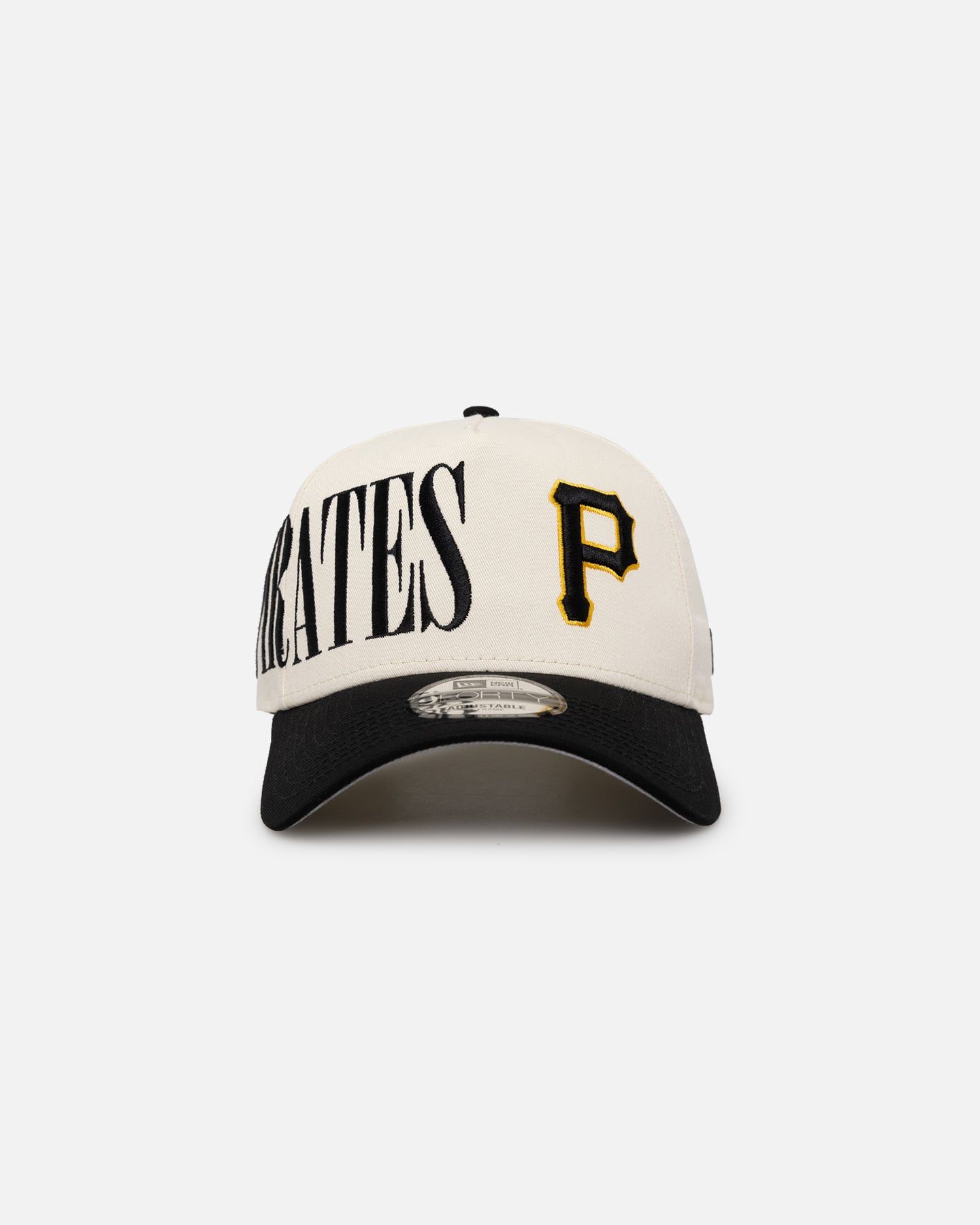 New Era Pittsburgh Pirates 'Tall Text' 9FORTY A-Frame Snapback Chrome White/OTC sold by Culture Kings