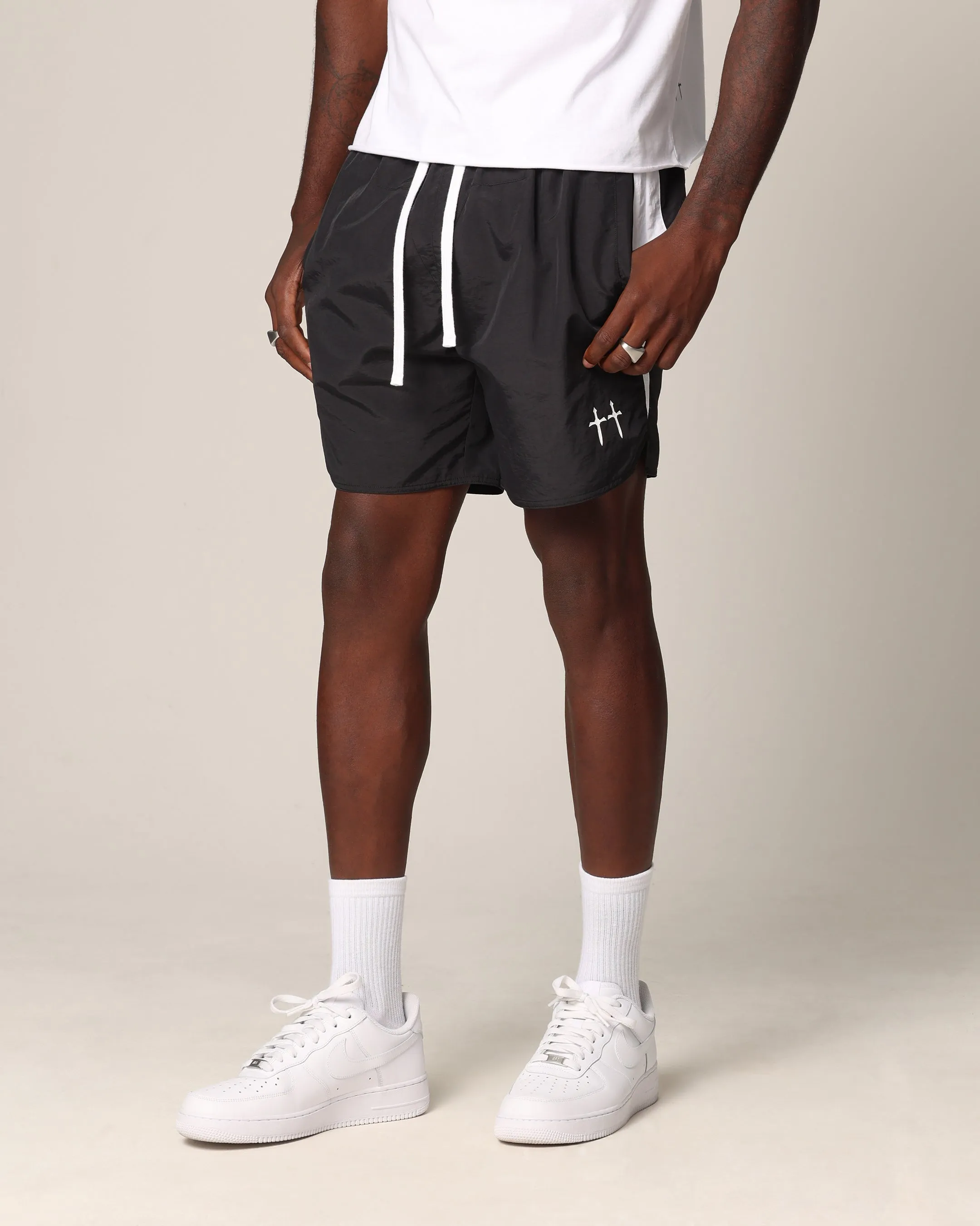 Saint Morta Relic Nylon Shorts Black/White sold by Culture Kings
