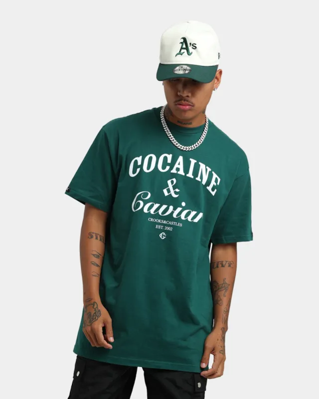 Crooks & Castles Cocaine & Caviar Short Sleeve T-Shirt Forest Green sold by Culture Kings