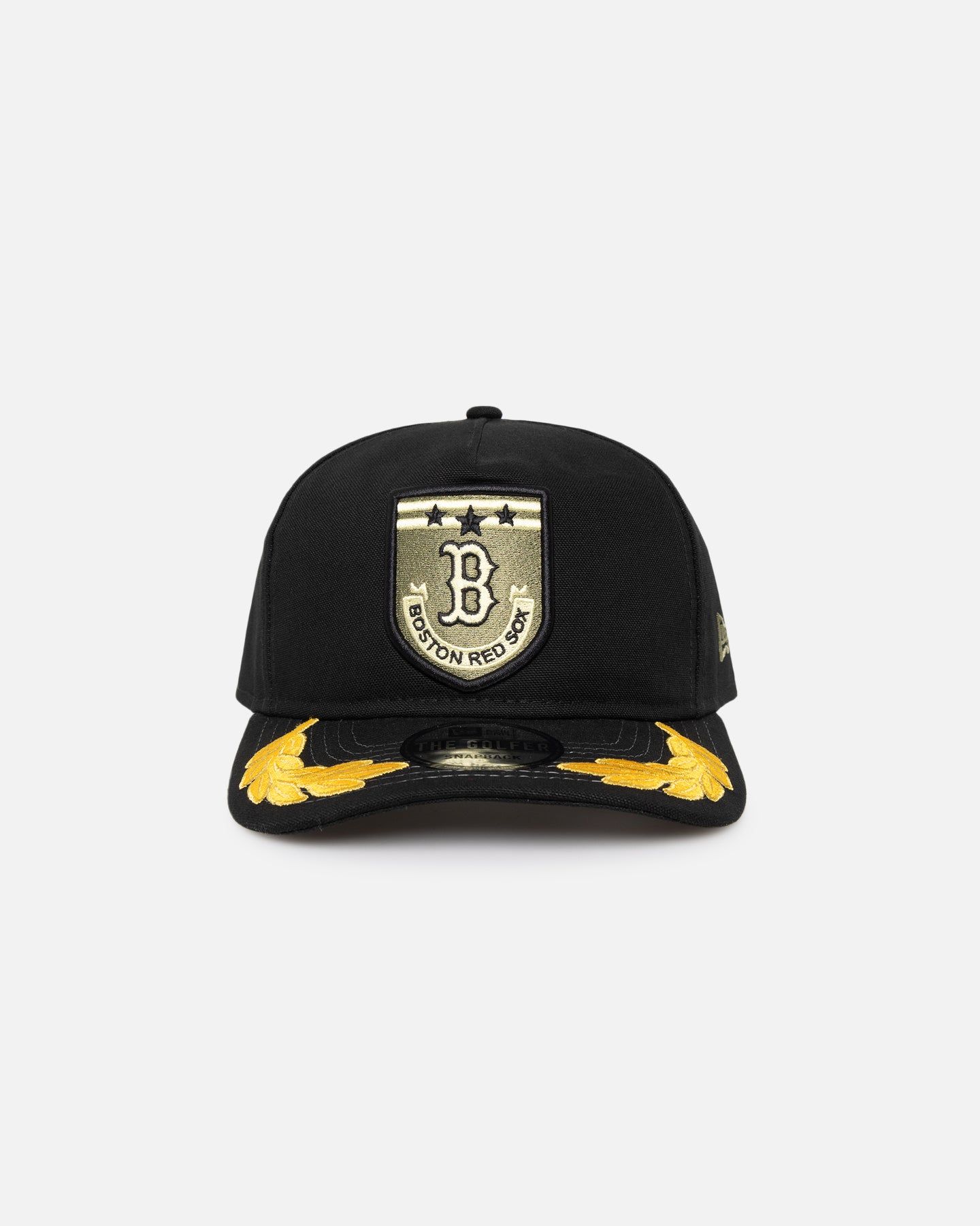 New Era Boston Red Sox 'Military Patch' Pre-Curved Golfer Snapback Black sold by Culture Kings