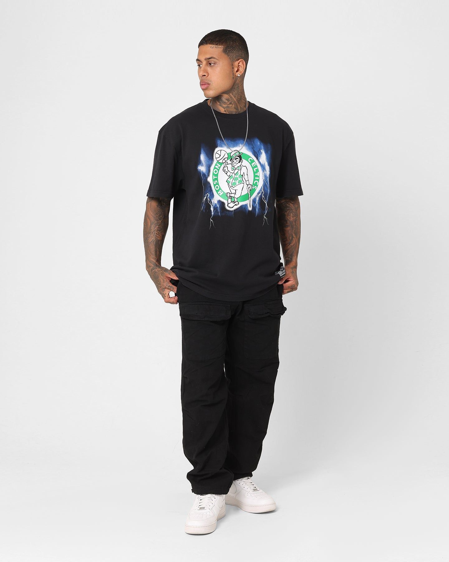 Mitchell & Ness Boston Celtics Logo Lightning T-Shirt Black sold by Culture Kings product image thumbnail 2