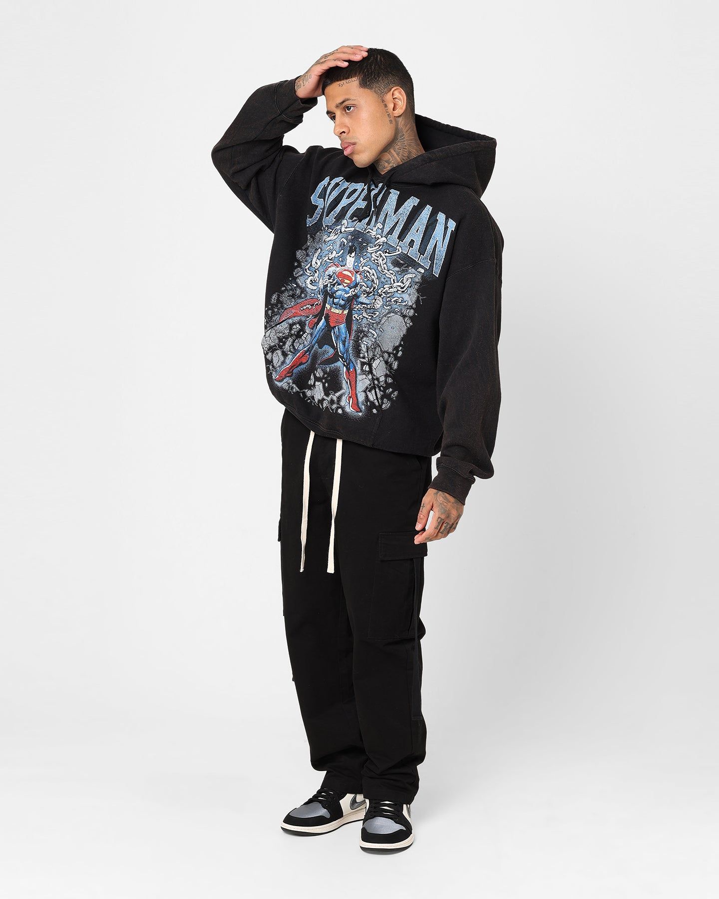 Goat Crew X DC Superman Breaking Point Vintage Hoodie Black Wash sold by Culture Kings product image thumbnail 3