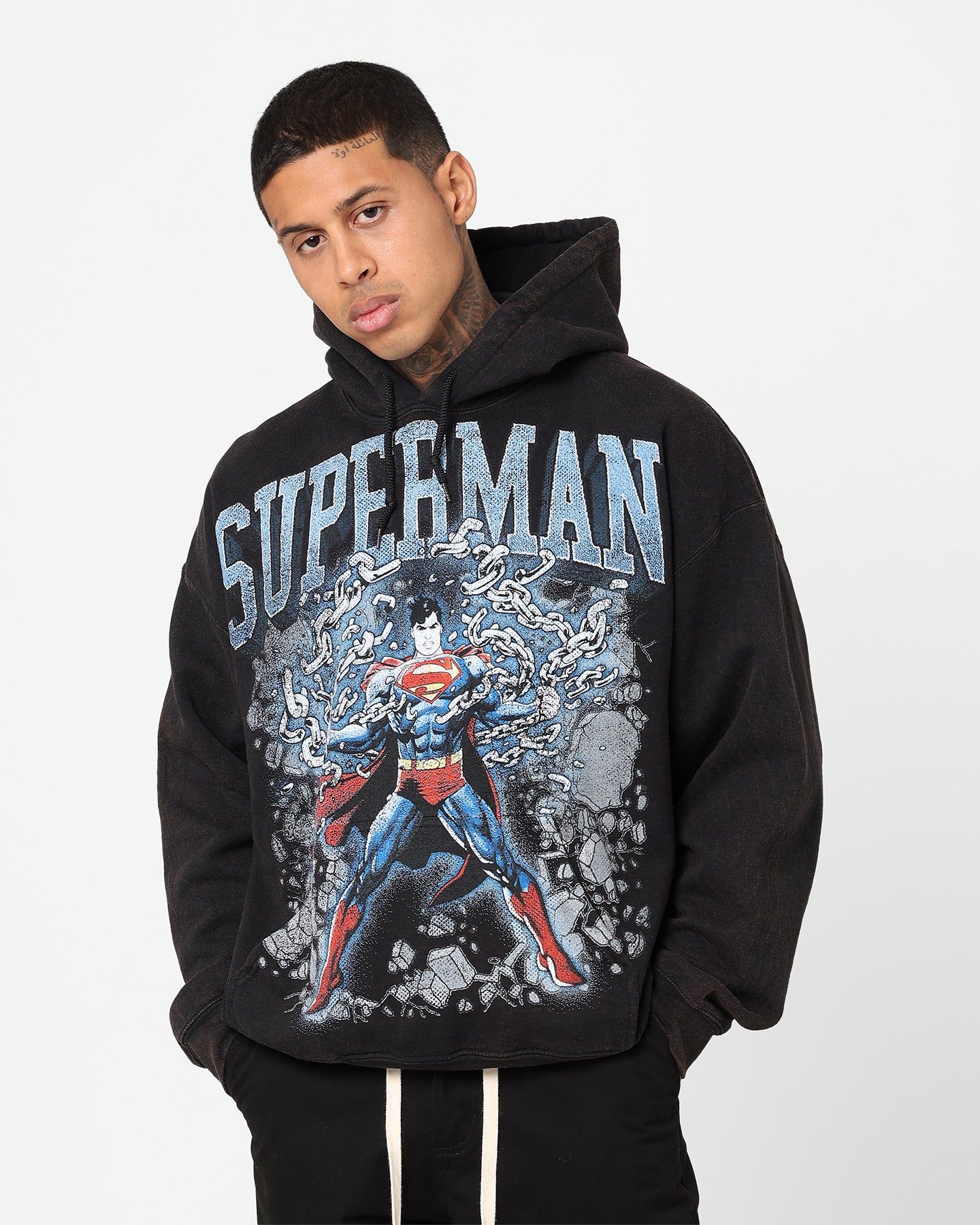 Goat Crew X DC Superman Breaking Point Vintage Hoodie Black Wash sold by Culture Kings