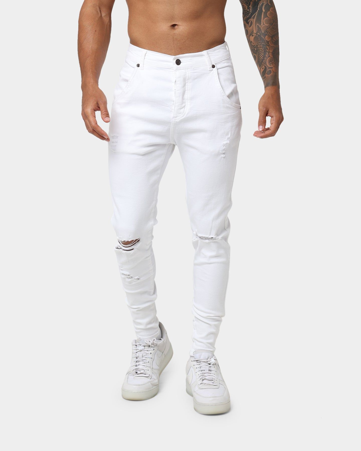Sik Silk Distressed Denim Jeans White sold by Culture Kings product image thumbnail 3
