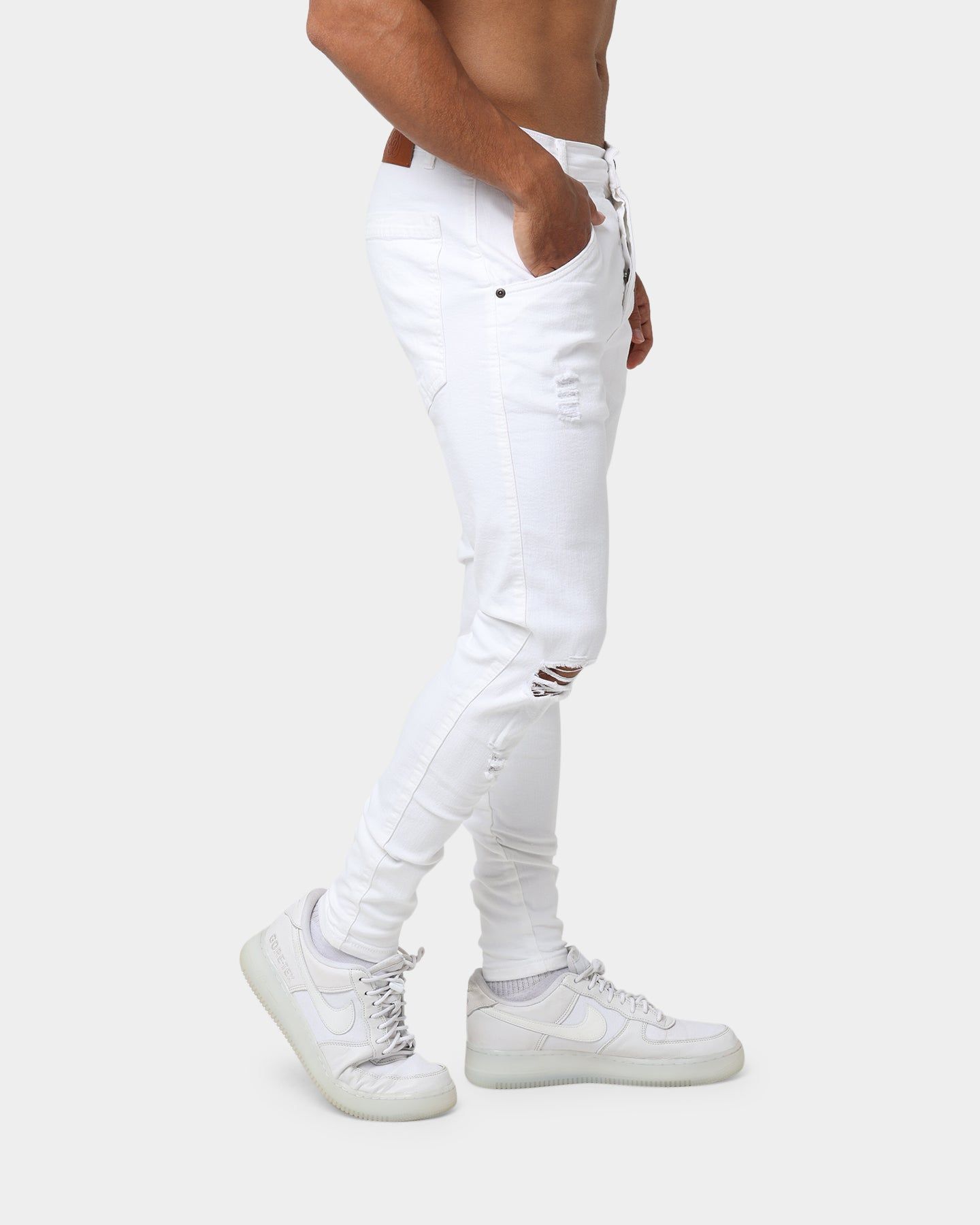 Sik Silk Distressed Denim Jeans White sold by Culture Kings product image thumbnail 5