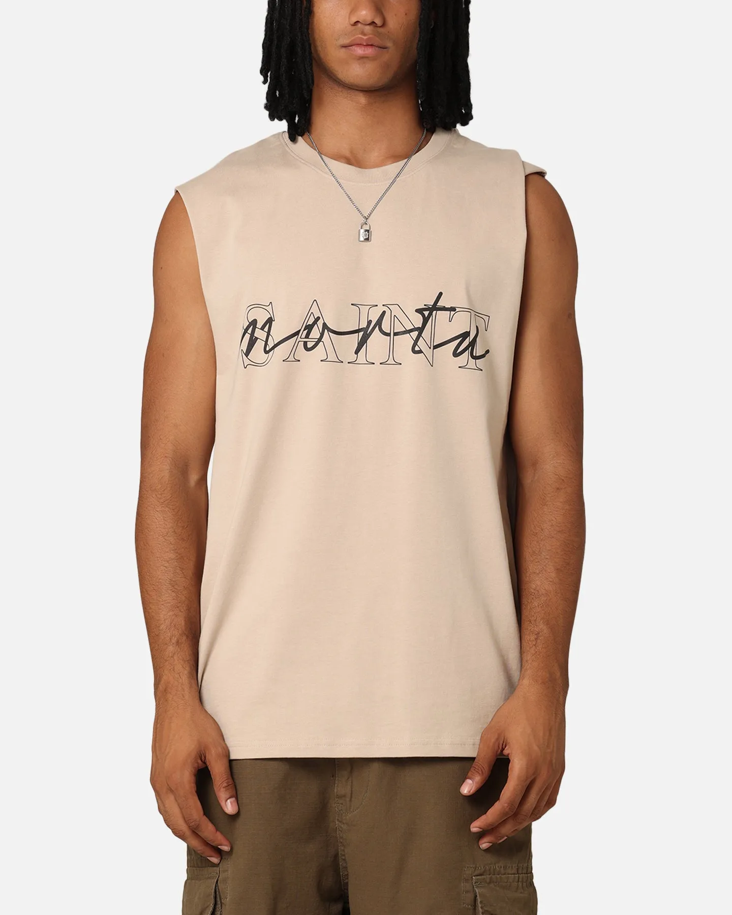 Saint Morta Interlock Oversized Muscle T-Shirt Stone sold by Culture Kings
