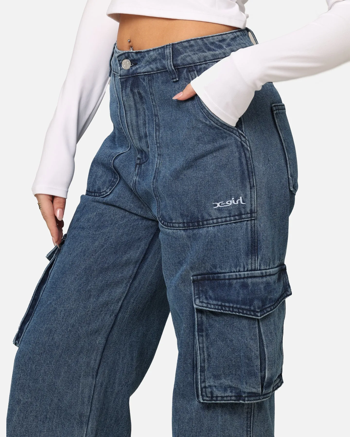 X-Girl Women's Mills Drill Cargo Jeans Indigo sold by Culture Kings product image thumbnail 4