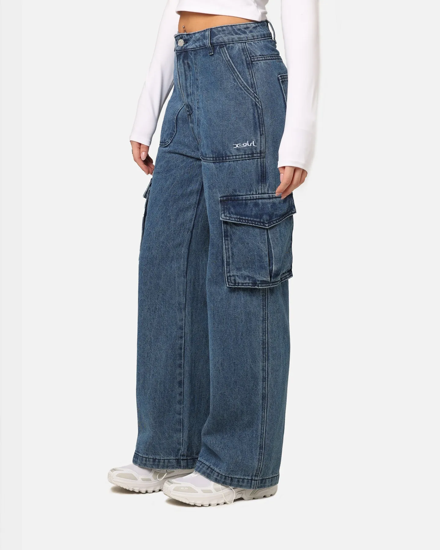 X-Girl Women's Mills Drill Cargo Jeans Indigo sold by Culture Kings