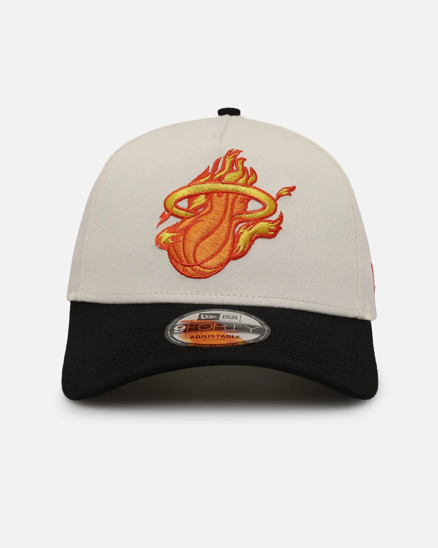 New Era Miami Heat 'Flame' 9FORTY A-Frame Snapback Chrome White/Black sold by Culture Kings