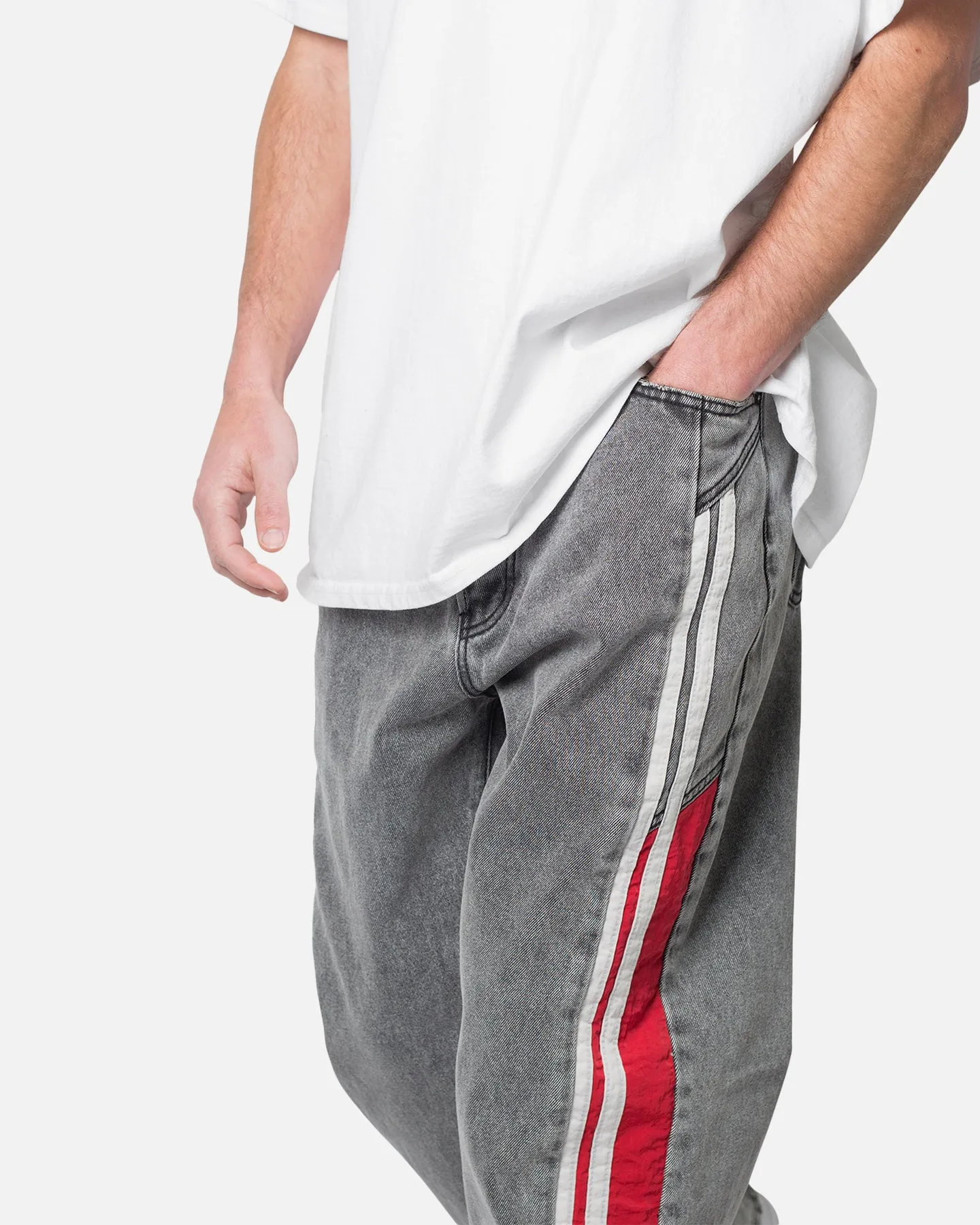 MNML Ultra Baggy Stripe Denim Jeans Black/Red sold by Culture Kings product image thumbnail 5