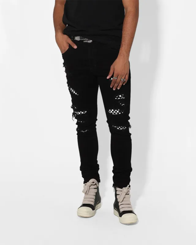 Saint Morta Checks Summum Jeans Black/White sold by Culture Kings