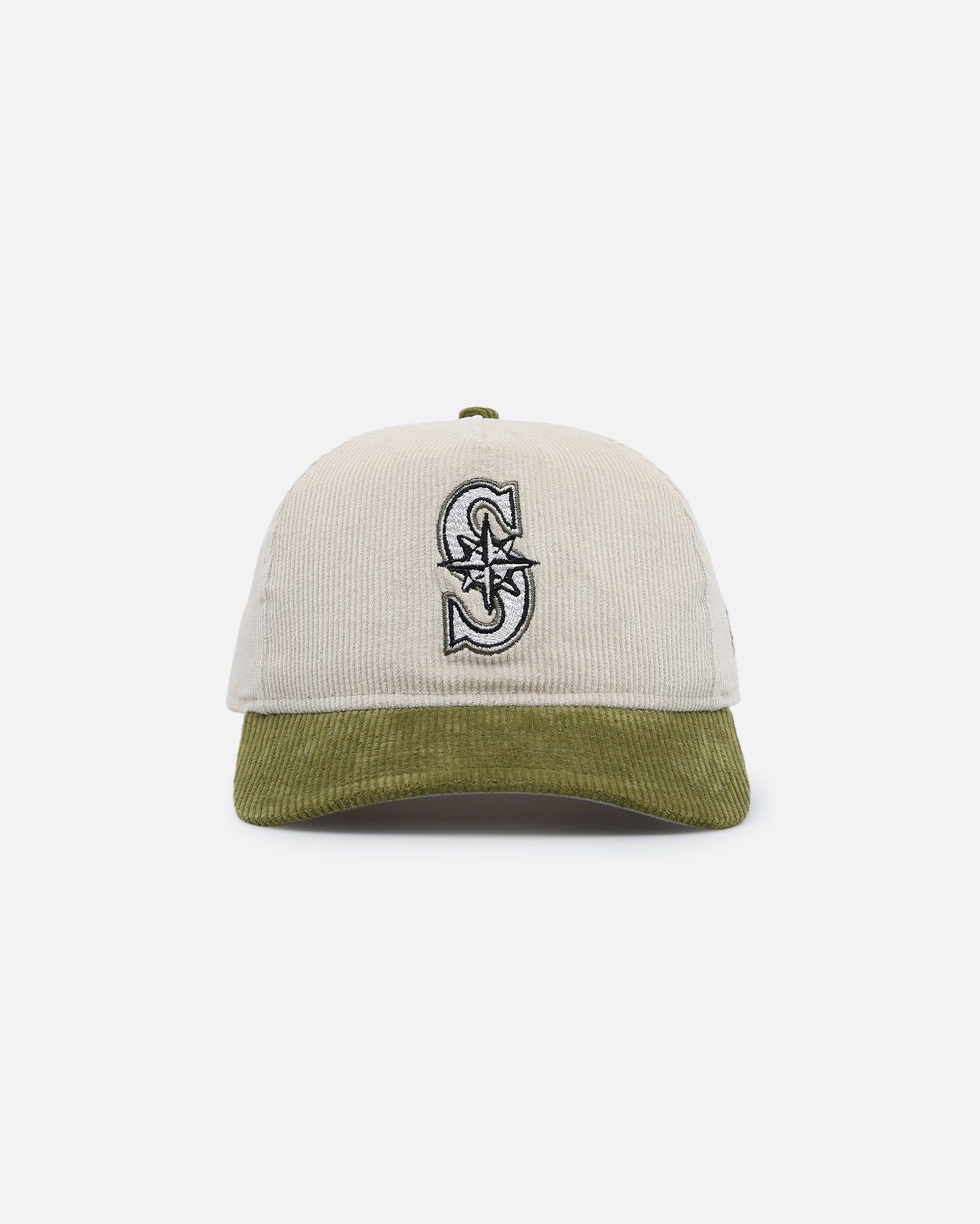 New Era Seattle Mariners 'Dusty Olive Corduroy' Golfer Pre-Curved Snapback Green Med sold by Culture Kings