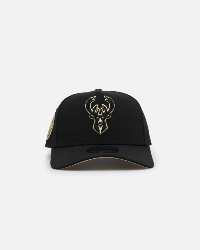 New Era Milwaukee Bucks 'NBA Gold Links' 9FORTY A-Frame Snapback Black/Gold sold by Culture Kings