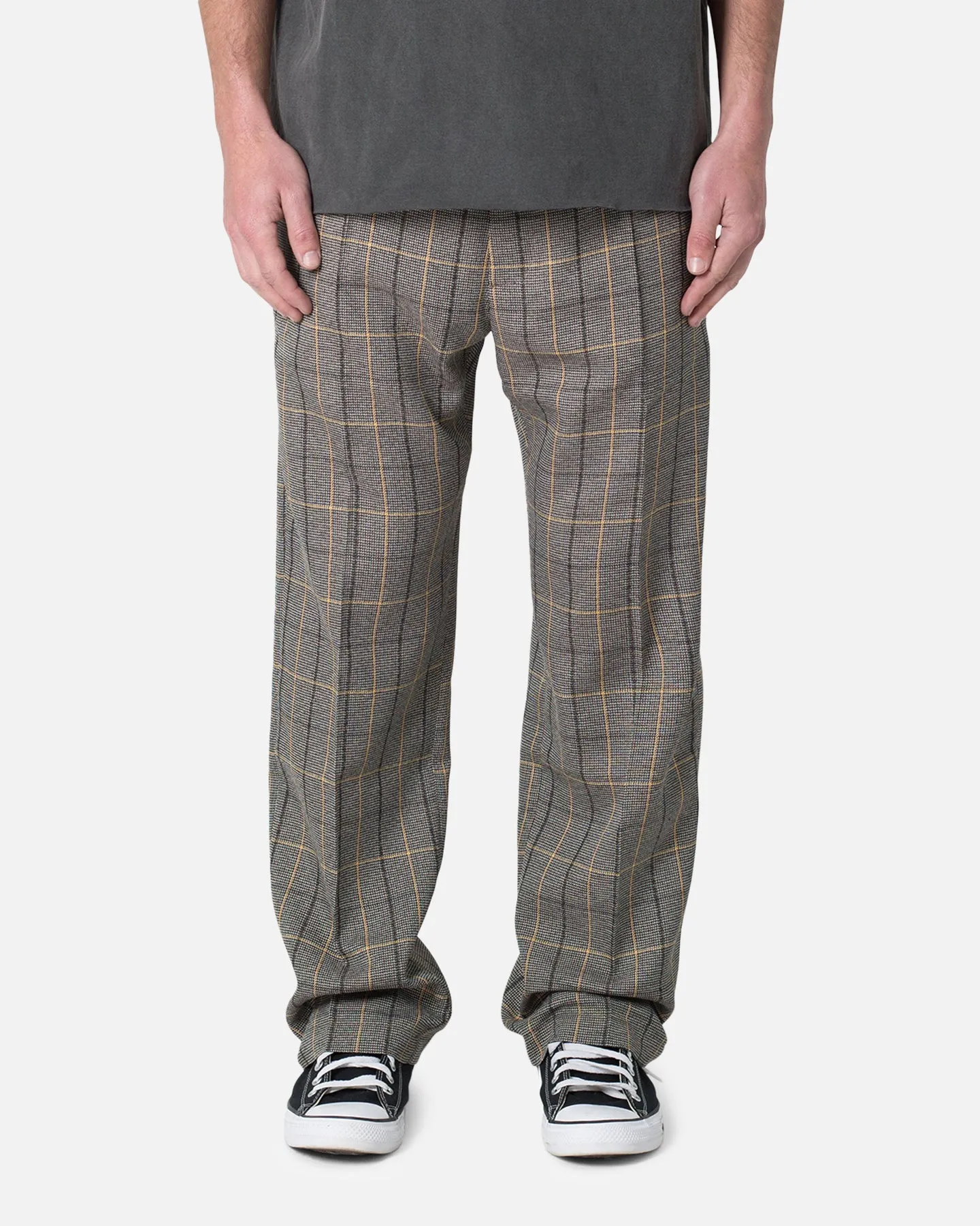 MNML Pleated Plaid Trousers Light Brown/Cream sold by Culture Kings
