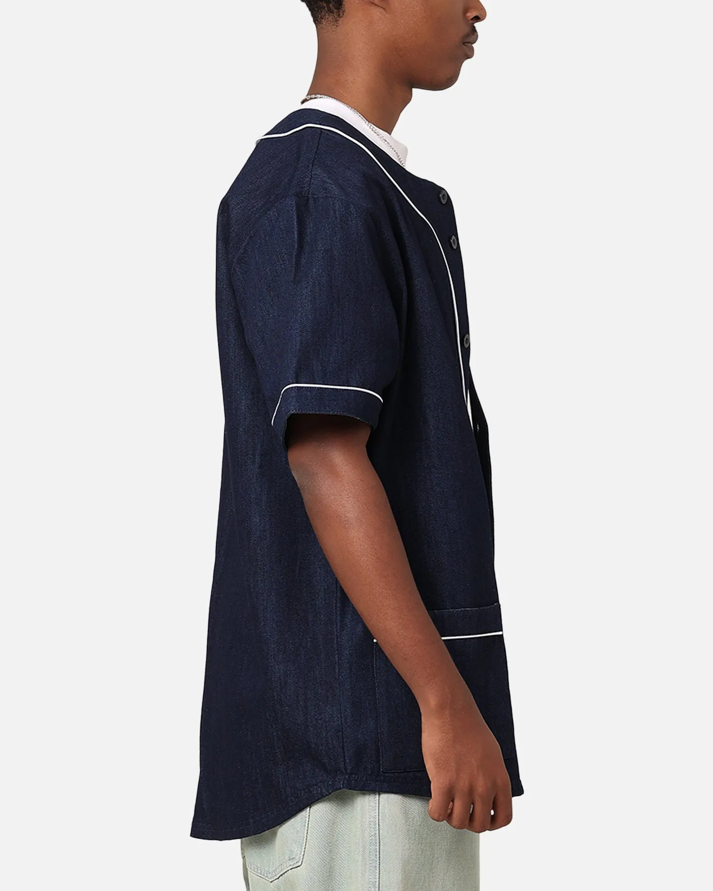 Majestic Athletic New York Yankees Denim Button Up Shirt Washed Navy Denim sold by Culture Kings product image thumbnail 4