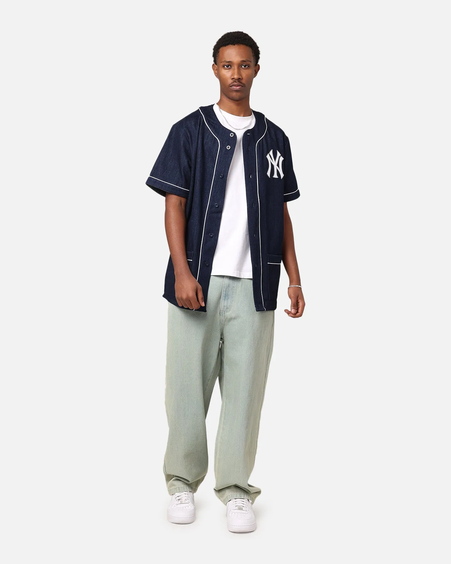 Majestic Athletic New York Yankees Denim Button Up Shirt Washed Navy Denim sold by Culture Kings product image thumbnail 2