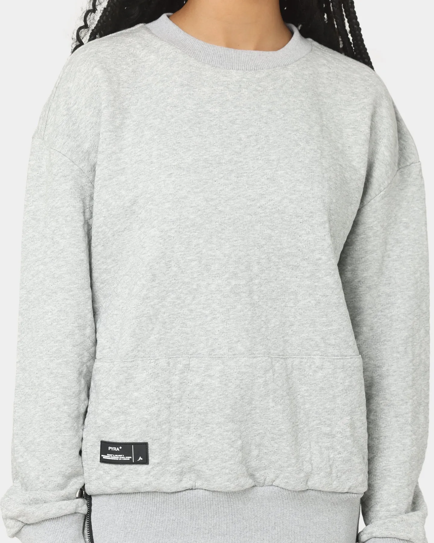 PYRA Women's Quilt Crew Sweater Grey Marle sold by Culture Kings product image thumbnail 3