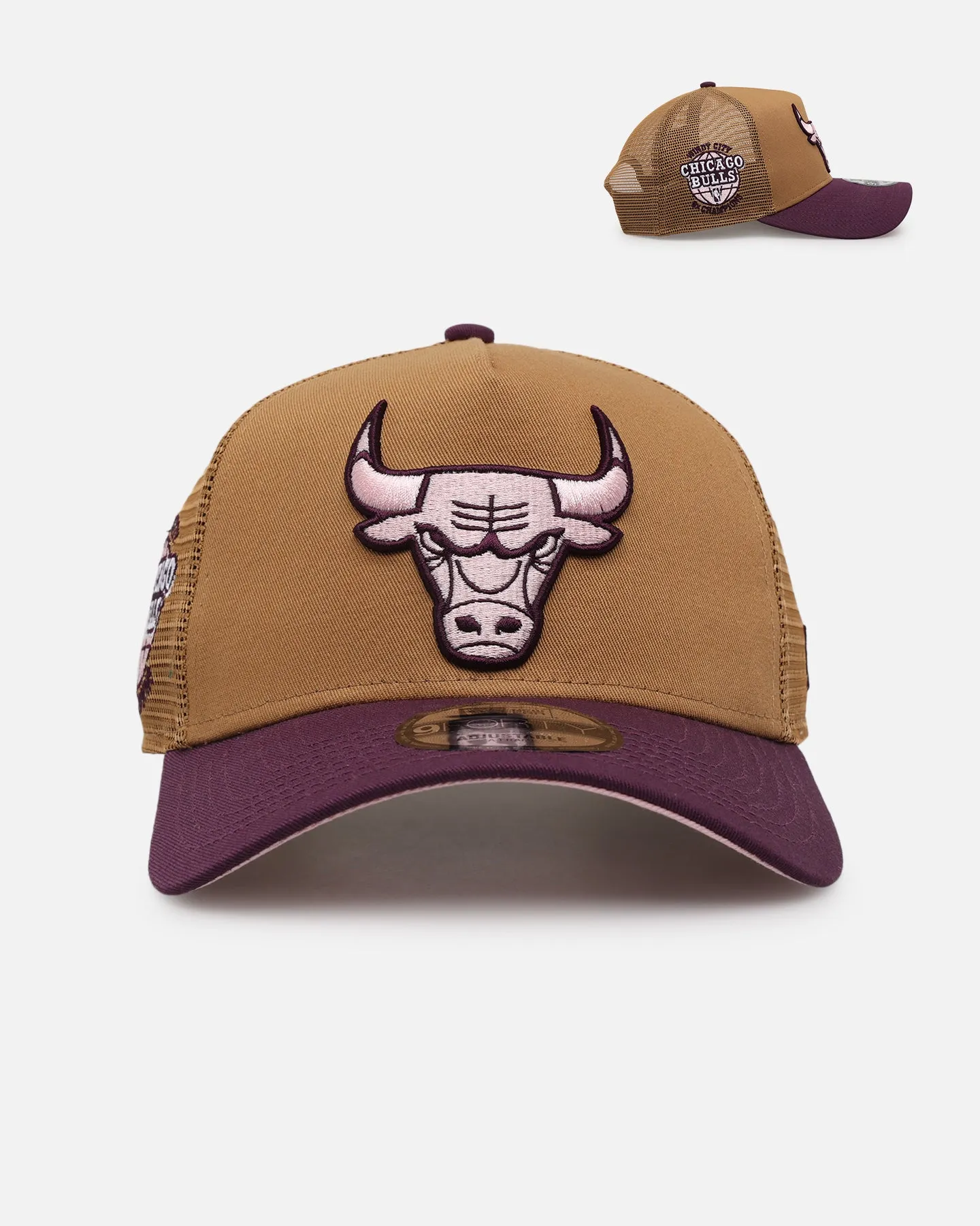 New Era Chicago Bulls 'Rustic Rose' 9FORTY A-Frame Trucker Snapback Wheat sold by Culture Kings