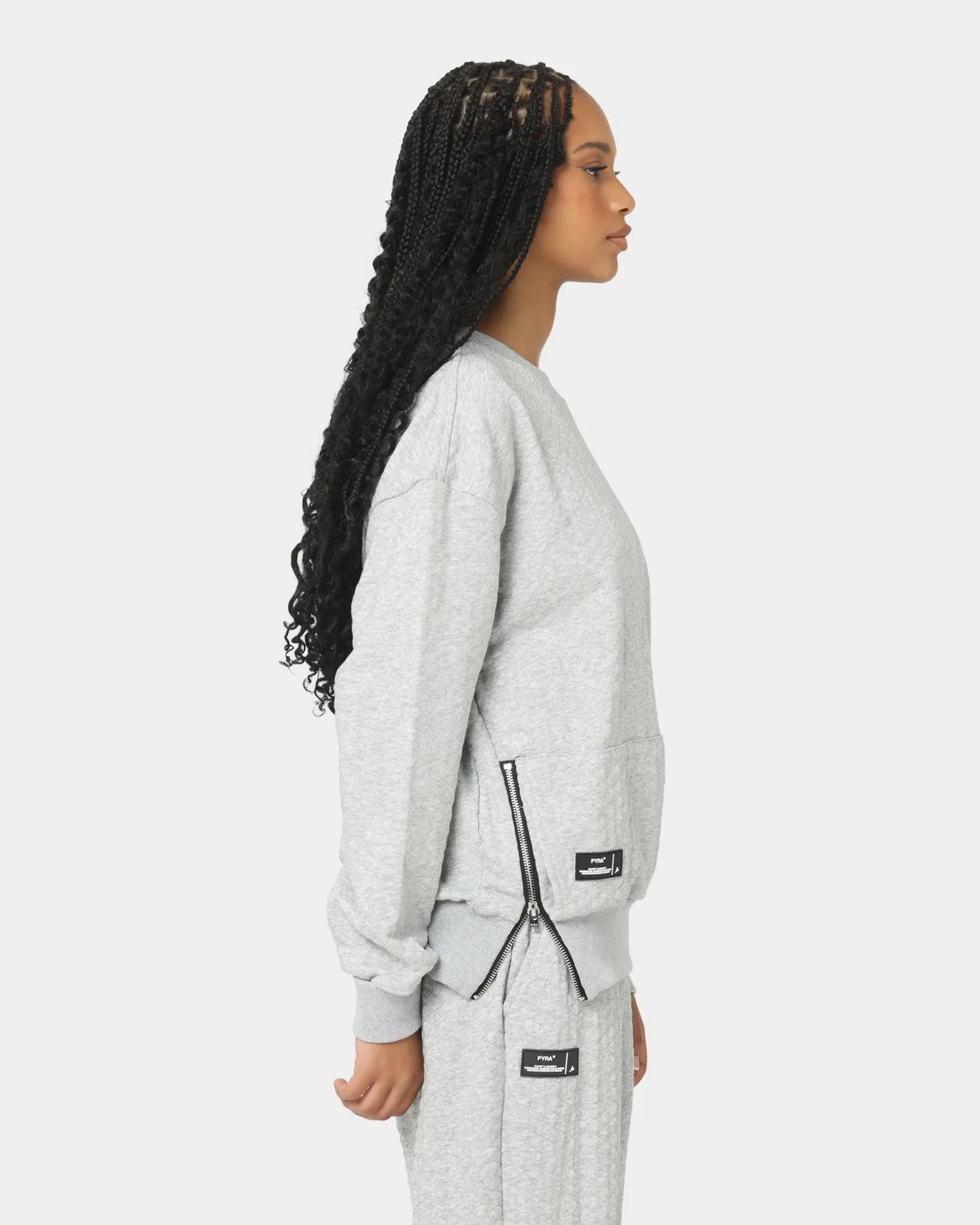 PYRA Women's Quilt Crew Sweater Grey Marle sold by Culture Kings product image thumbnail 5