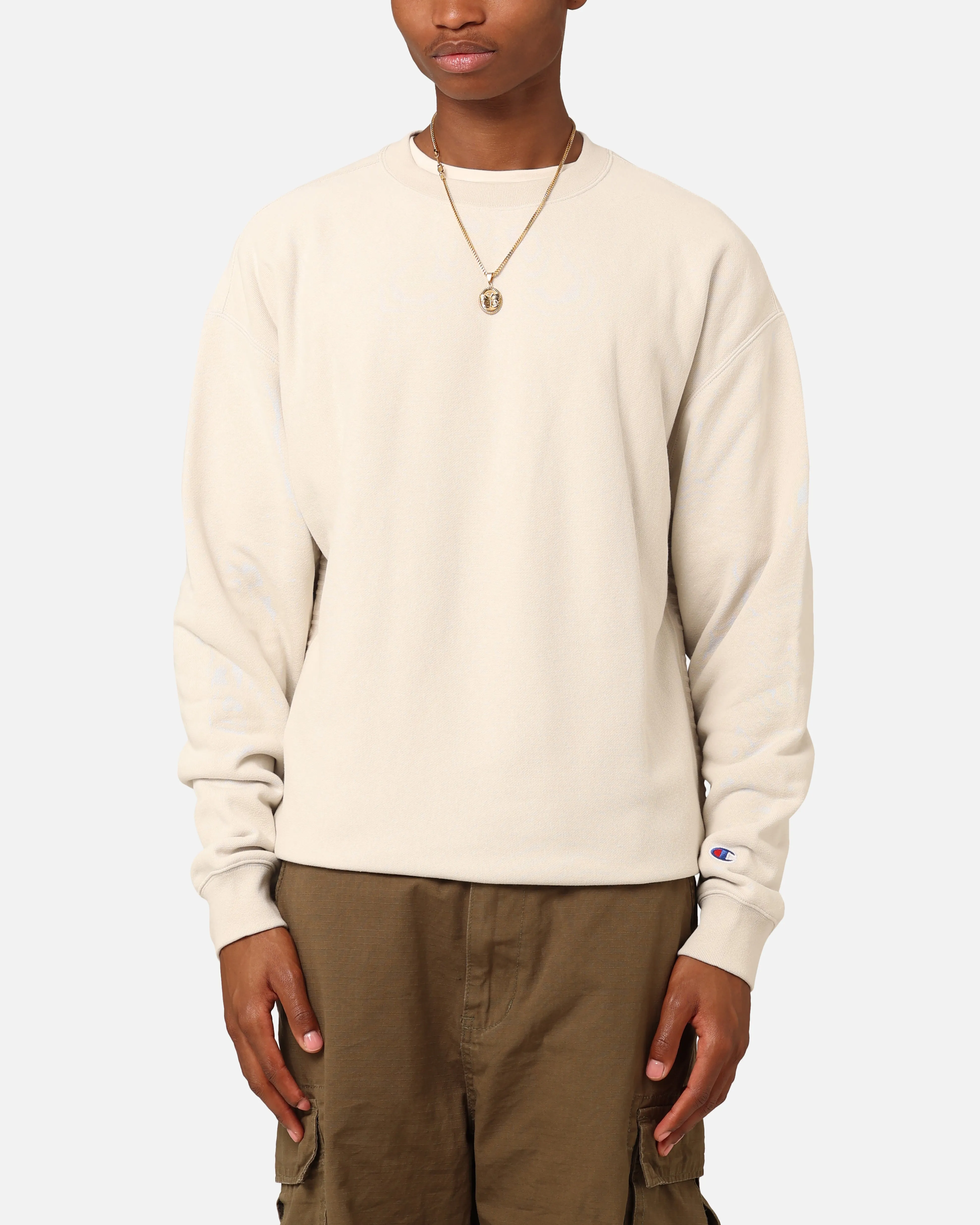 Champion Reverse Weave Terry Tape Crewneck Stone sold by Culture Kings