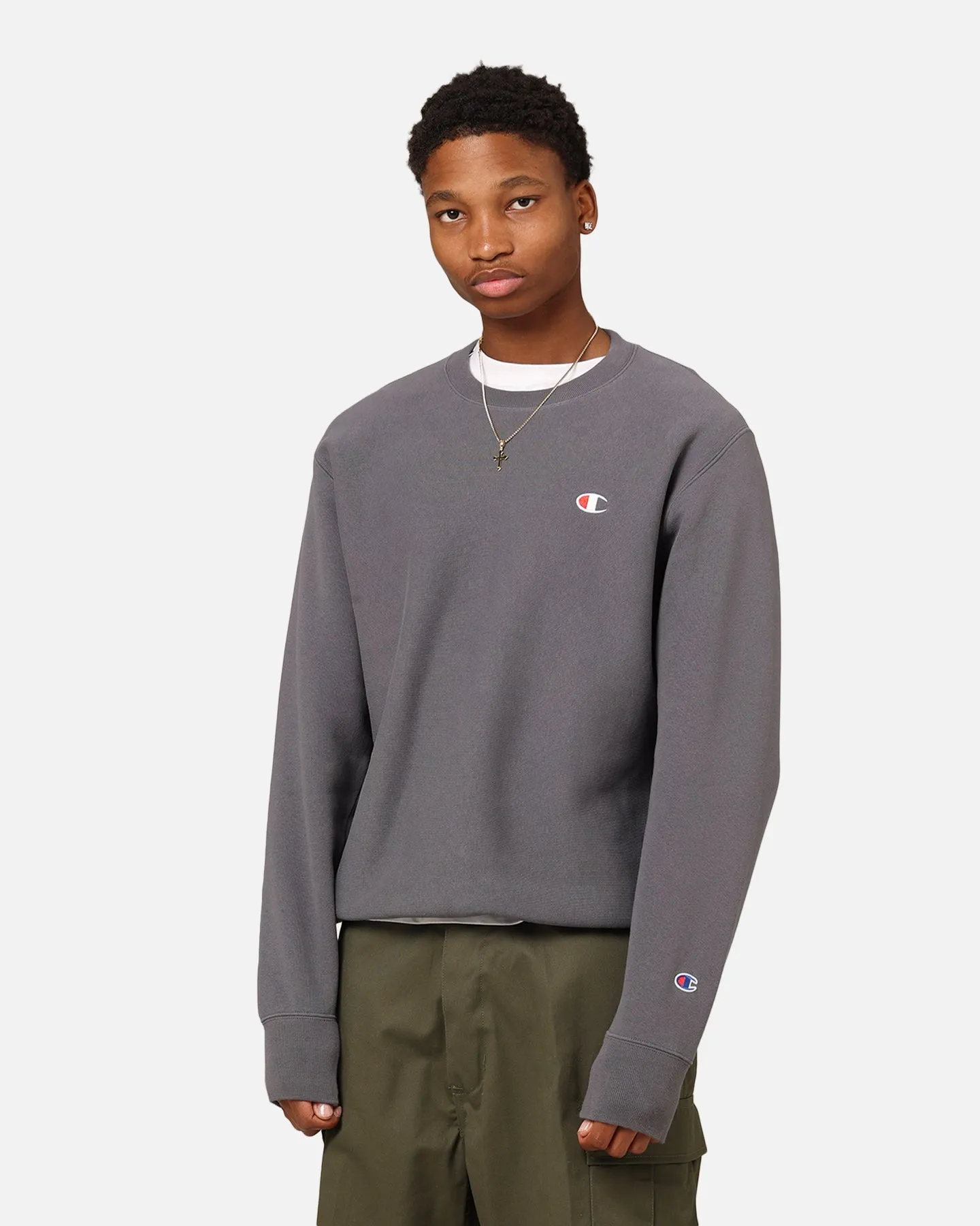 Champion Reverse Weave Small C Crewneck Grey Ocean sold by Culture Kings