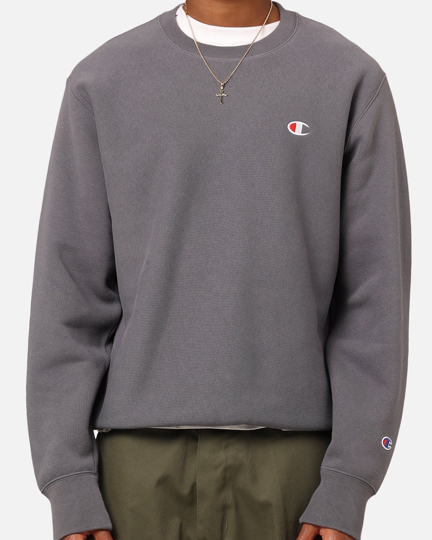 Champion Reverse Weave Small C Crewneck Grey Ocean sold by Culture Kings product image thumbnail 3