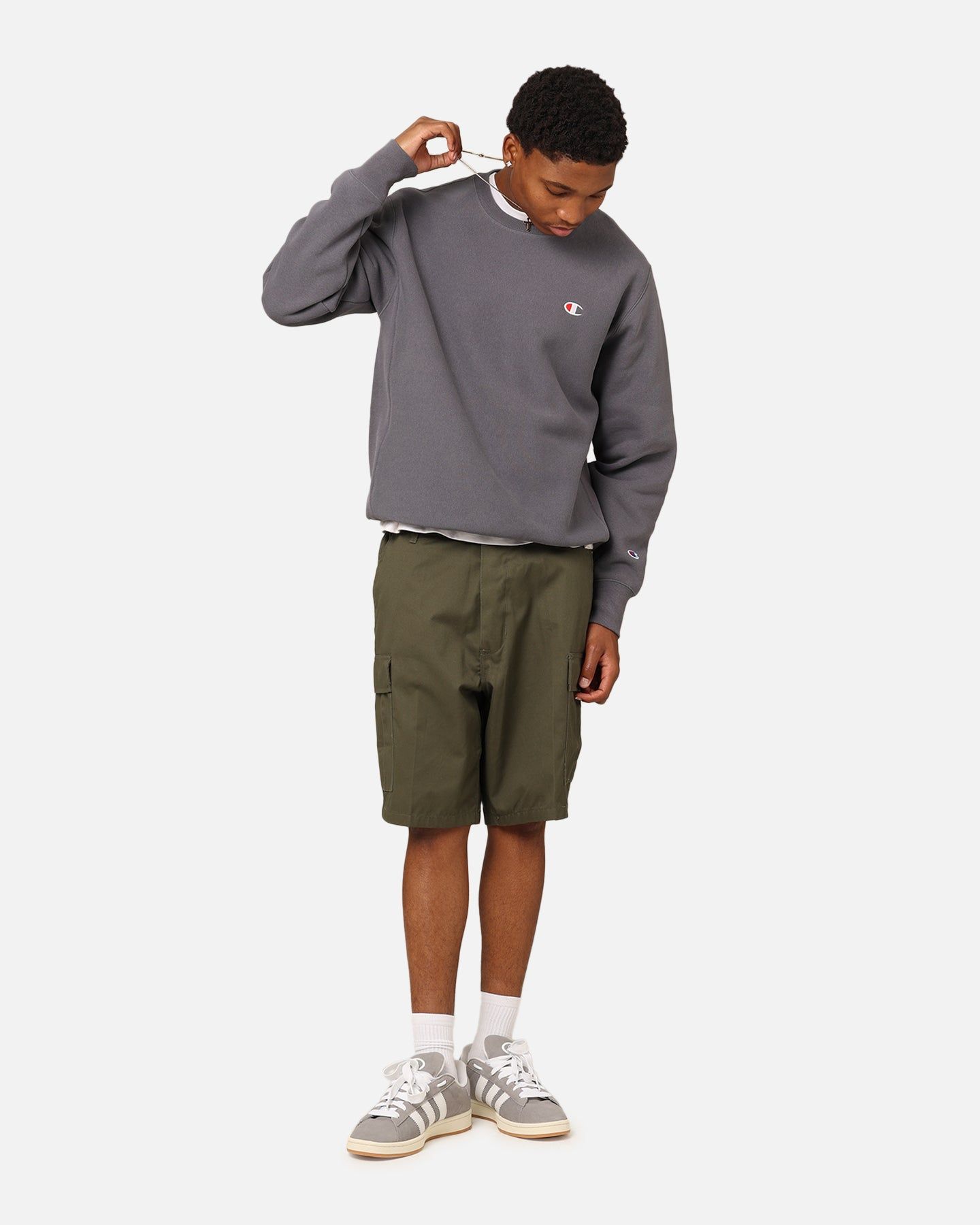 Champion Reverse Weave Small C Crewneck Grey Ocean sold by Culture Kings product image thumbnail 2