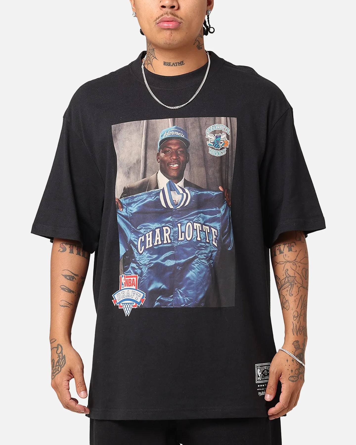 Mitchell & Ness Charlotte Hornets 1991 NBA Draft T-Shirt Faded Black sold by Culture Kings