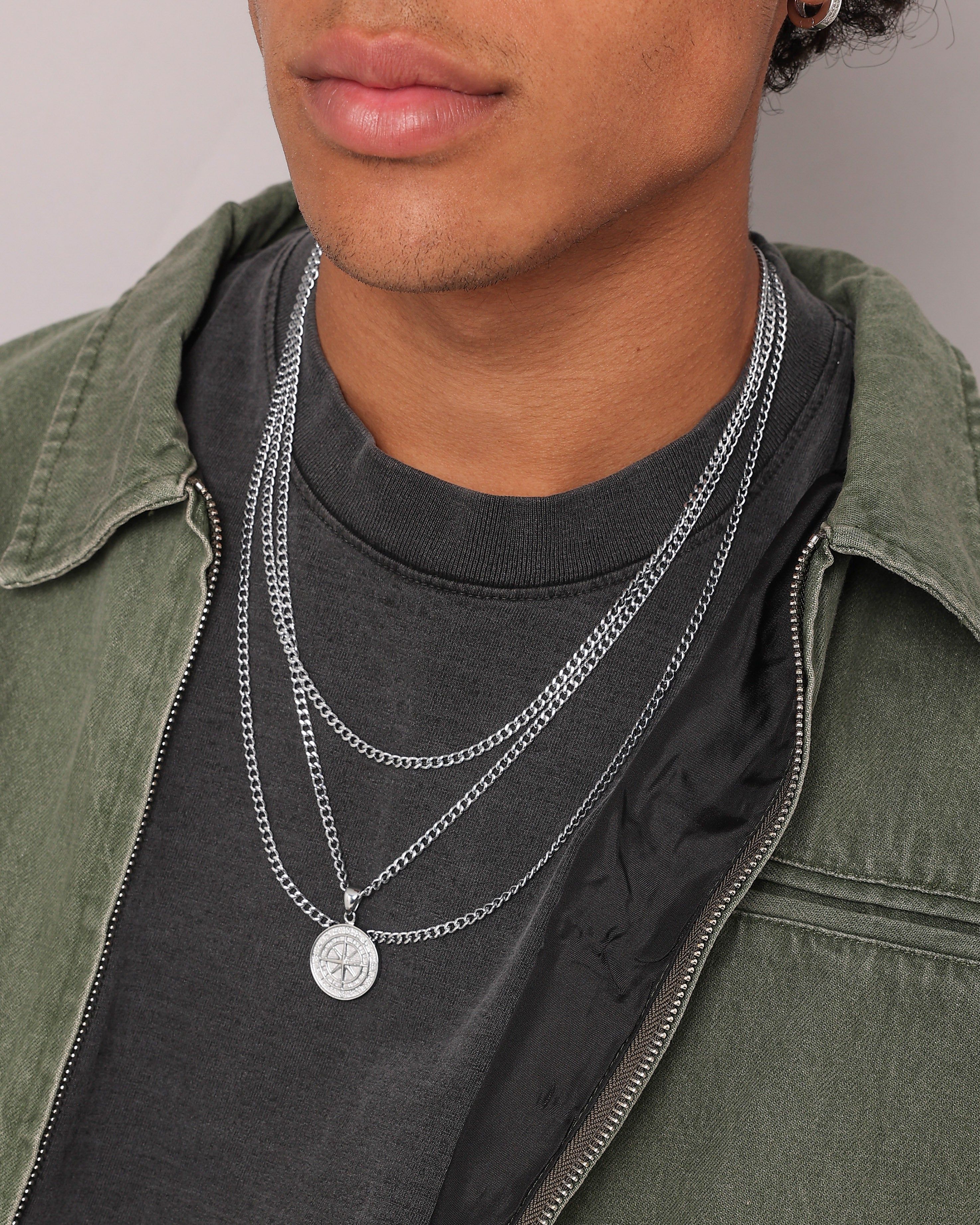 NXS Compass Necklace Set White Gold sold by Culture Kings