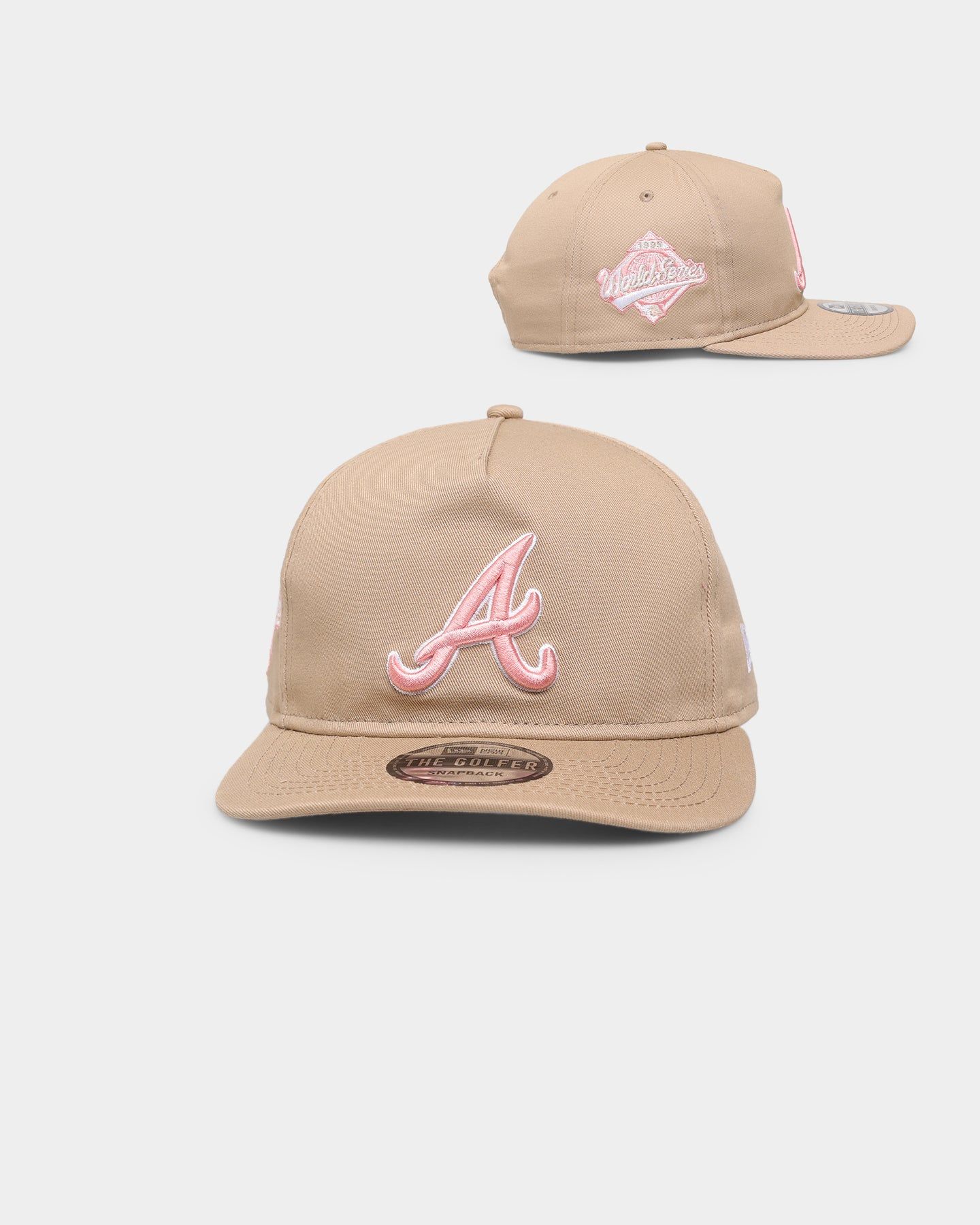 New Era Atlanta Braves 'Tumbleweed Sundae' Old Golfer Snapback Khaki/Pink sold by Culture Kings