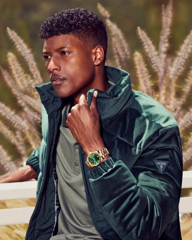Guess Mainline Connoisseur Watch Silver/Gold/Green sold by Culture Kings