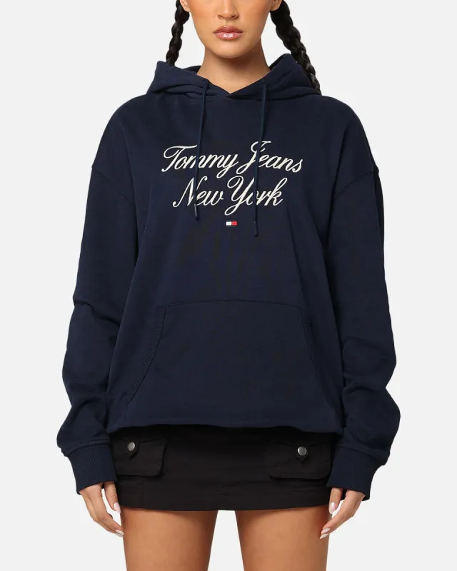 Tommy Jeans TJM Luxe Serif Relax Hoodie Dark Night Navy made by Culture Kings