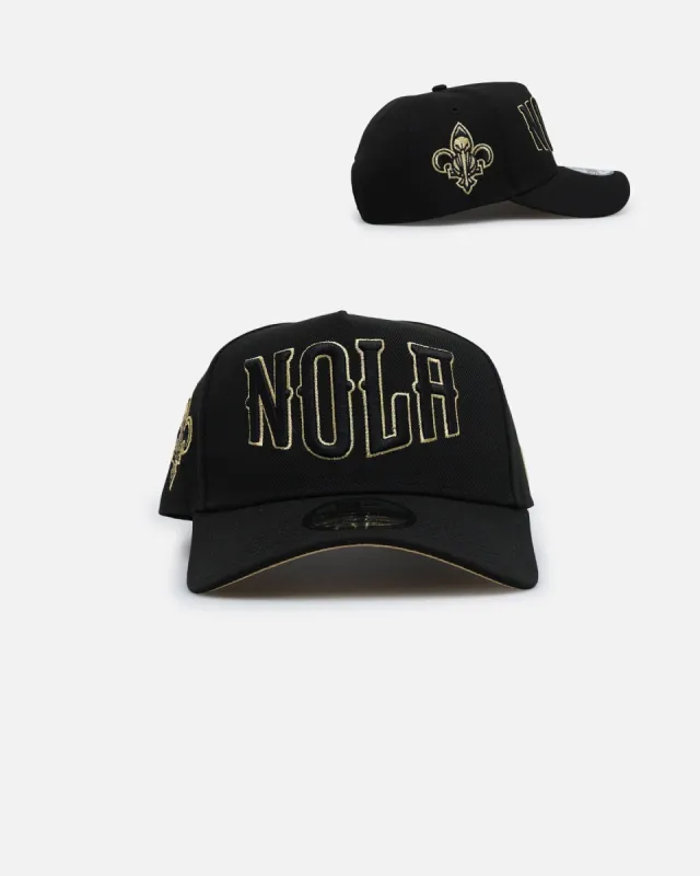 NEW ERA ☆ 'NBA Black & Gold Embroidery' 9FORTY A-Frame New Era Brooklyn Nets 'NBA Gold Links' 9FORTY A-Frame