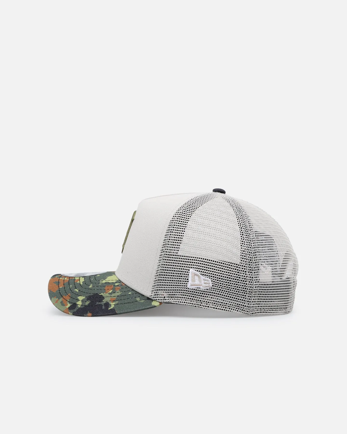 New Era Detroit Tigers "Camo Visor" 9FORTY A-Frame Trucker Snapback Stone/Olive sold by Culture Kings product image thumbnail 4