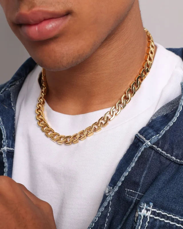NXS Hex Cut Curb Chain Gold sold by Culture Kings