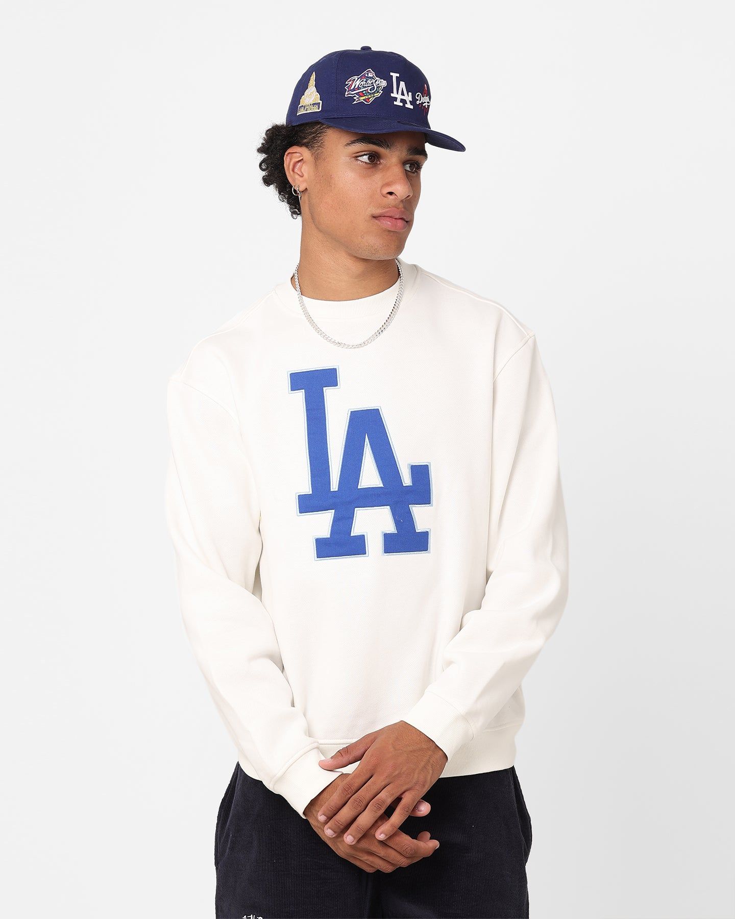Majestic Athletic Los Angeles Dodgers Logo Applique Crewneck Vintage White sold by Culture Kings
