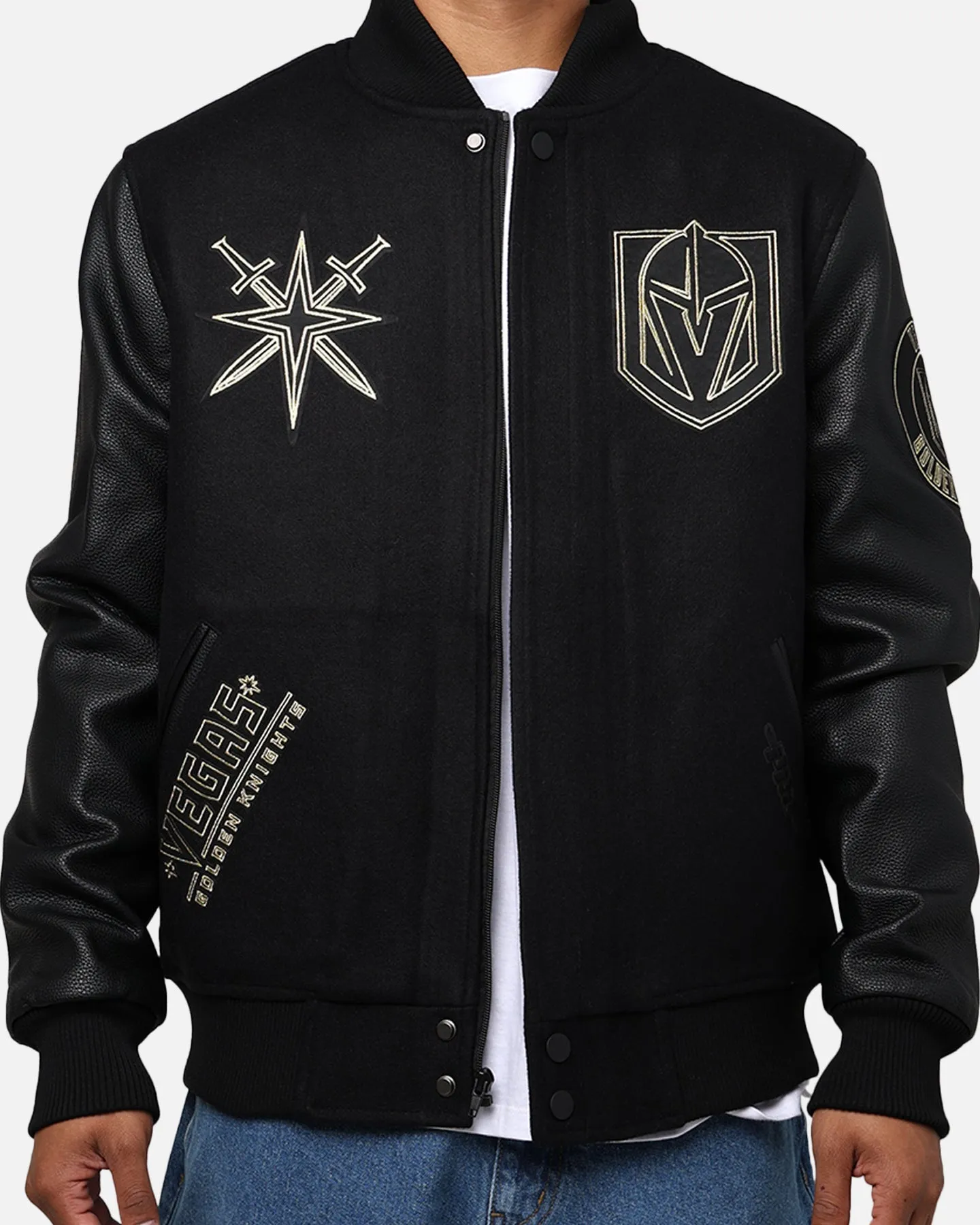Pro Standard Vegas Golden Knights 'Black & Gold' Varsity Jacket Jet Black sold by Culture Kings product image thumbnail 4