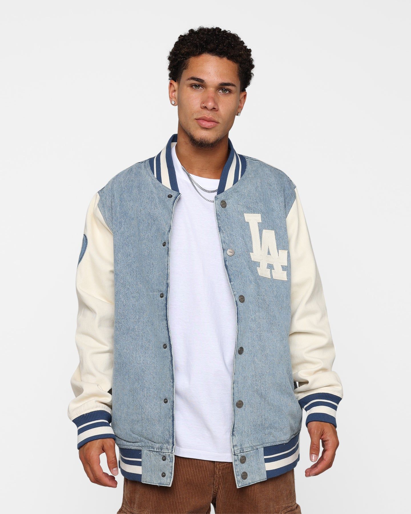 Pro Standard Los Angeles Dodgers Varsity Blue Jacket Denim/Linen sold by Culture Kings