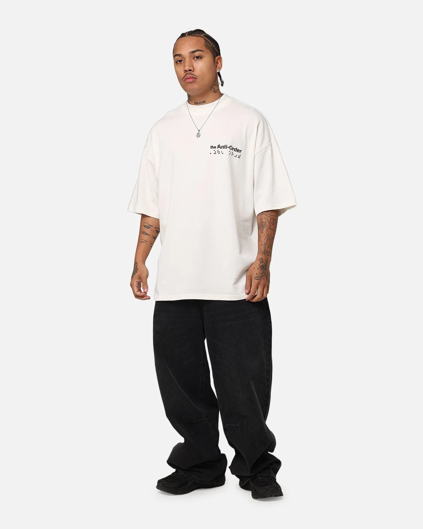 The Anti Order Brail Mock Neck T-Shirt Off White/Black sold by Culture Kings product image thumbnail 3