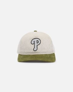 New Era Philadelphia Phillies 'Dusty Olive Corduroy' Golfer Pre-Curved Snapback Green Med sold by Culture Kings