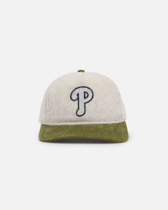 New Era Philadelphia Phillies 'Dusty Olive Corduroy' Golfer Pre-Curved Snapback Green Med sold by Culture Kings