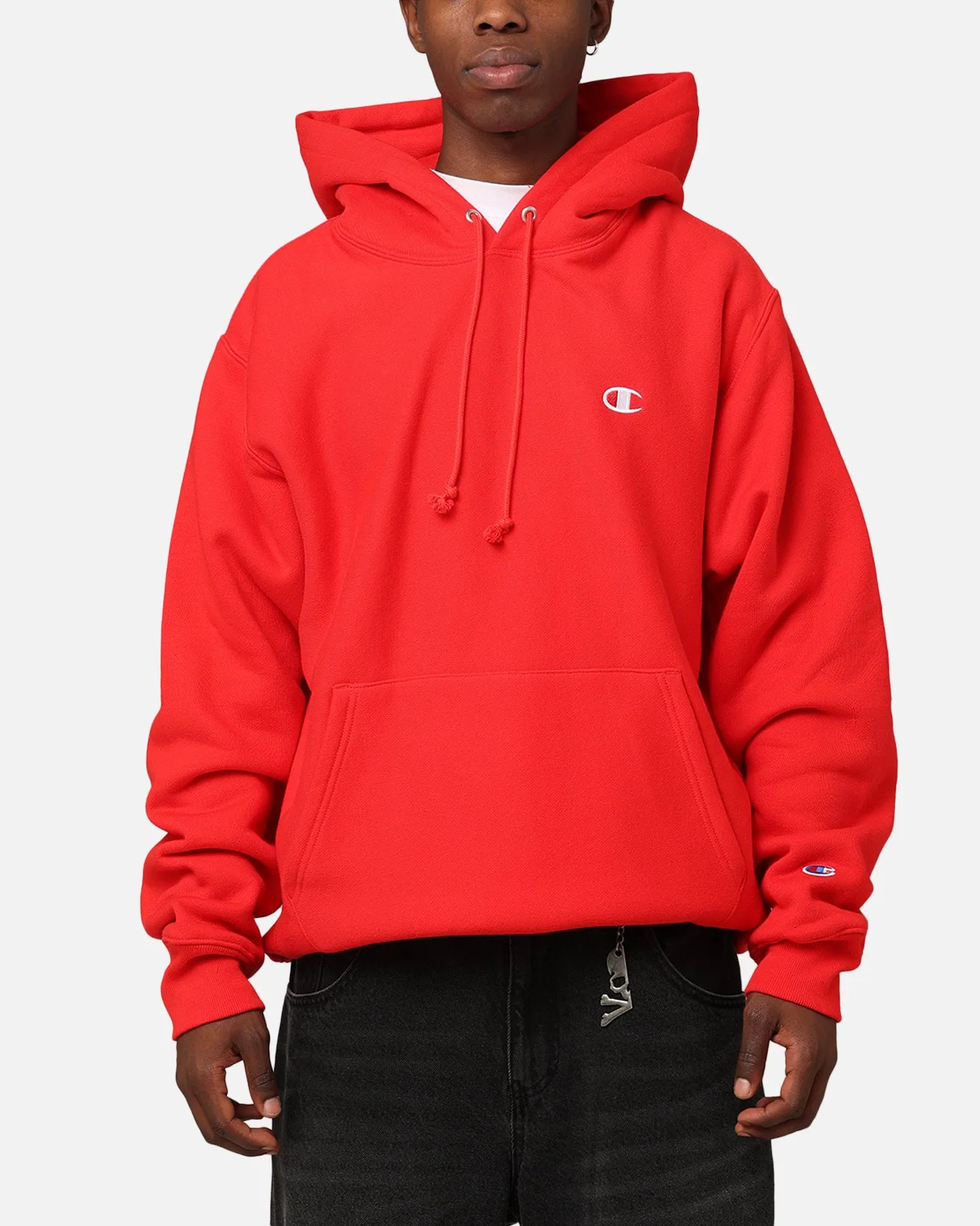 Champion Reverse Weave Small C Hoodie Team Red Scarlet sold by Culture Kings