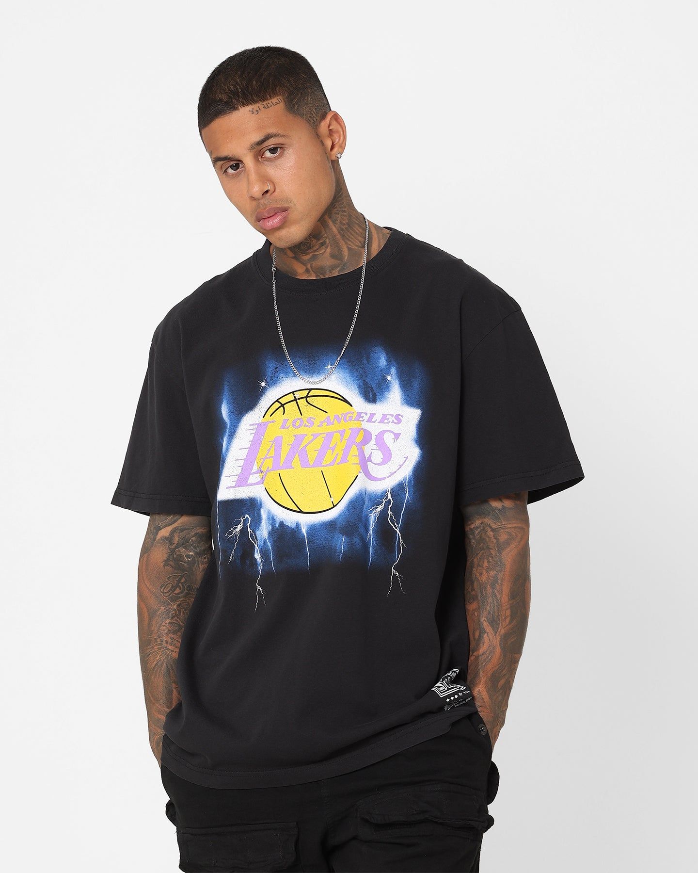 Mitchell & Ness Los Angeles Lakers Logo Lightning T-Shirt Black sold by Culture Kings
