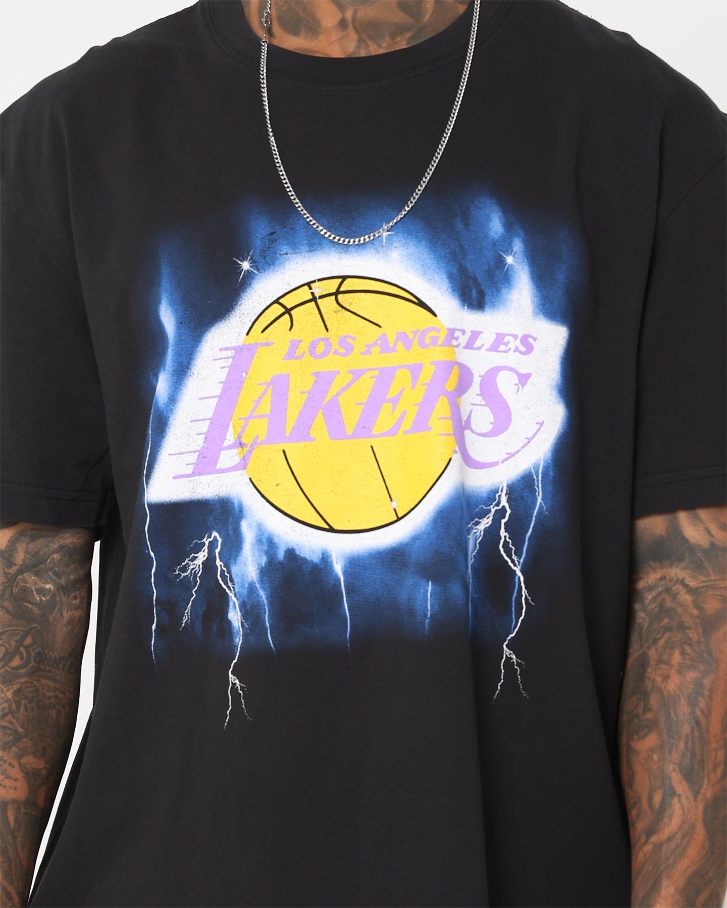 Mitchell & Ness Los Angeles Lakers Logo Lightning T-Shirt Black sold by Culture Kings product image thumbnail 3