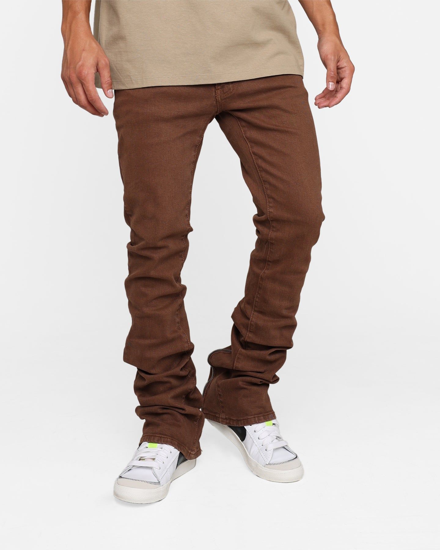 MNML X491 Convertible Skinny Denim Jeans Brown sold by Culture Kings