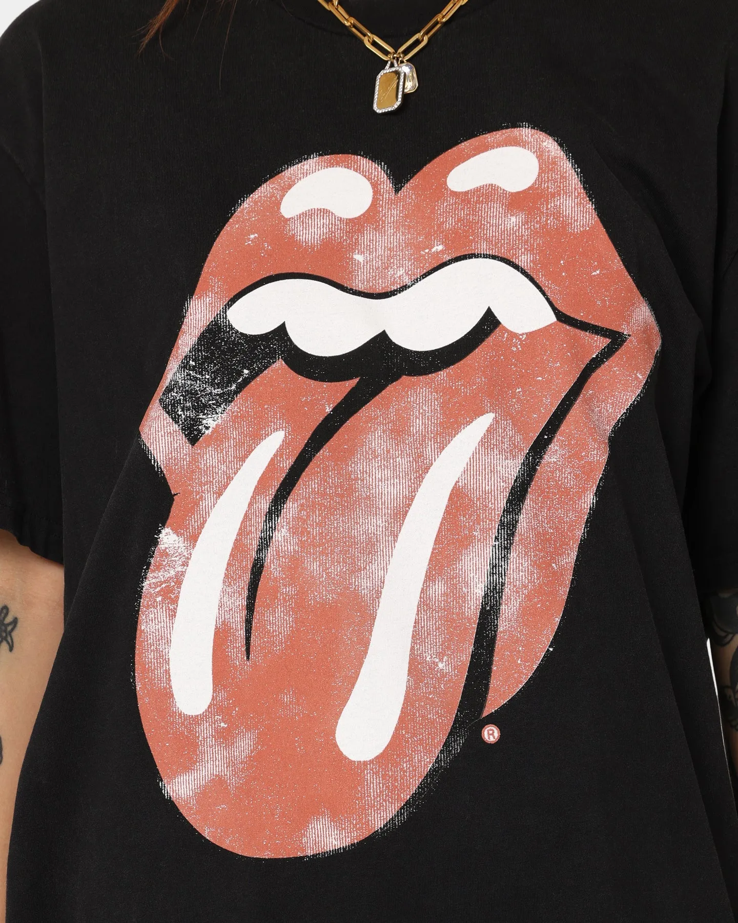 The Rolling Stones Distress Tongue Vintage T-Shirt Washed Black sold by Culture Kings product image thumbnail 4