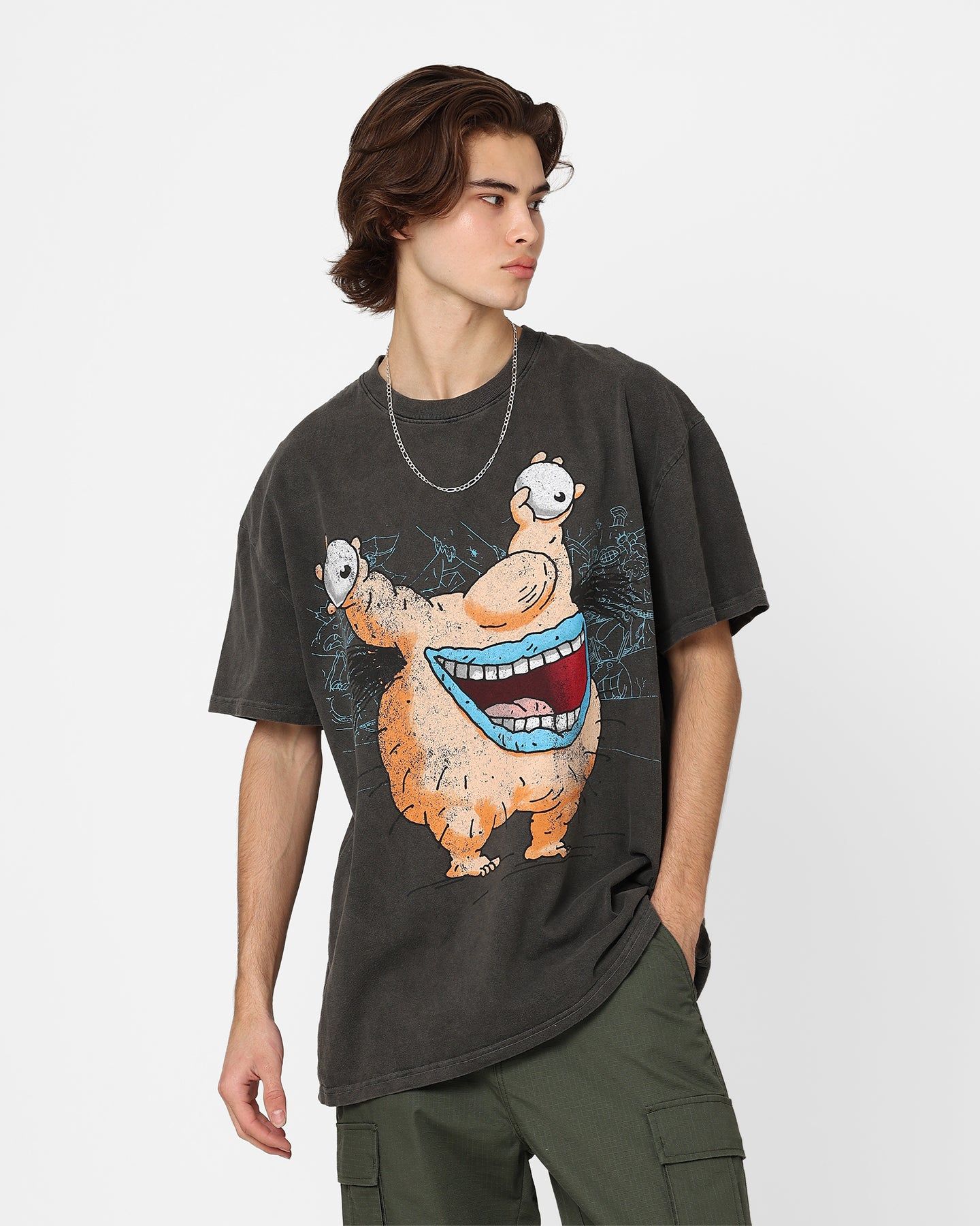 American Thrift X Aaahh!!! Real Monsters Krum Heavyweight Vintage T-Shirt Black Wash sold by Culture Kings