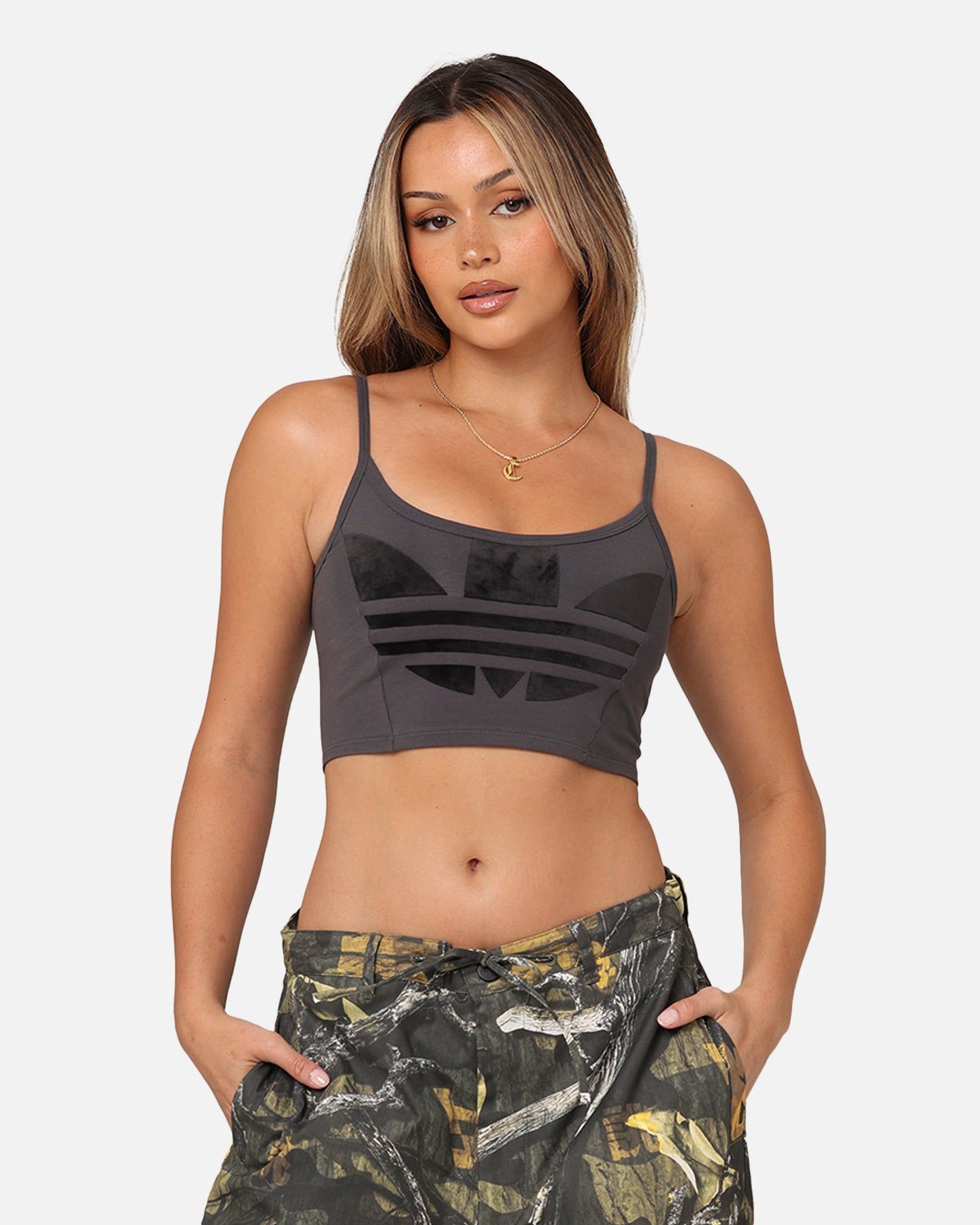 Adidas Women's Large Trefoil Bra Top Grey Six sold by Culture Kings