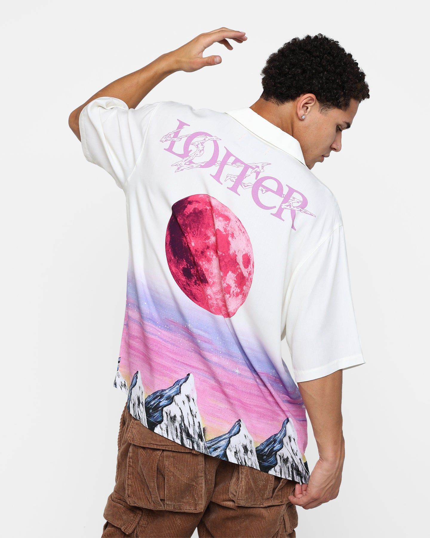 Loiter Mountain Range Button Up T-Shirt Off White sold by Culture Kings product image thumbnail 2